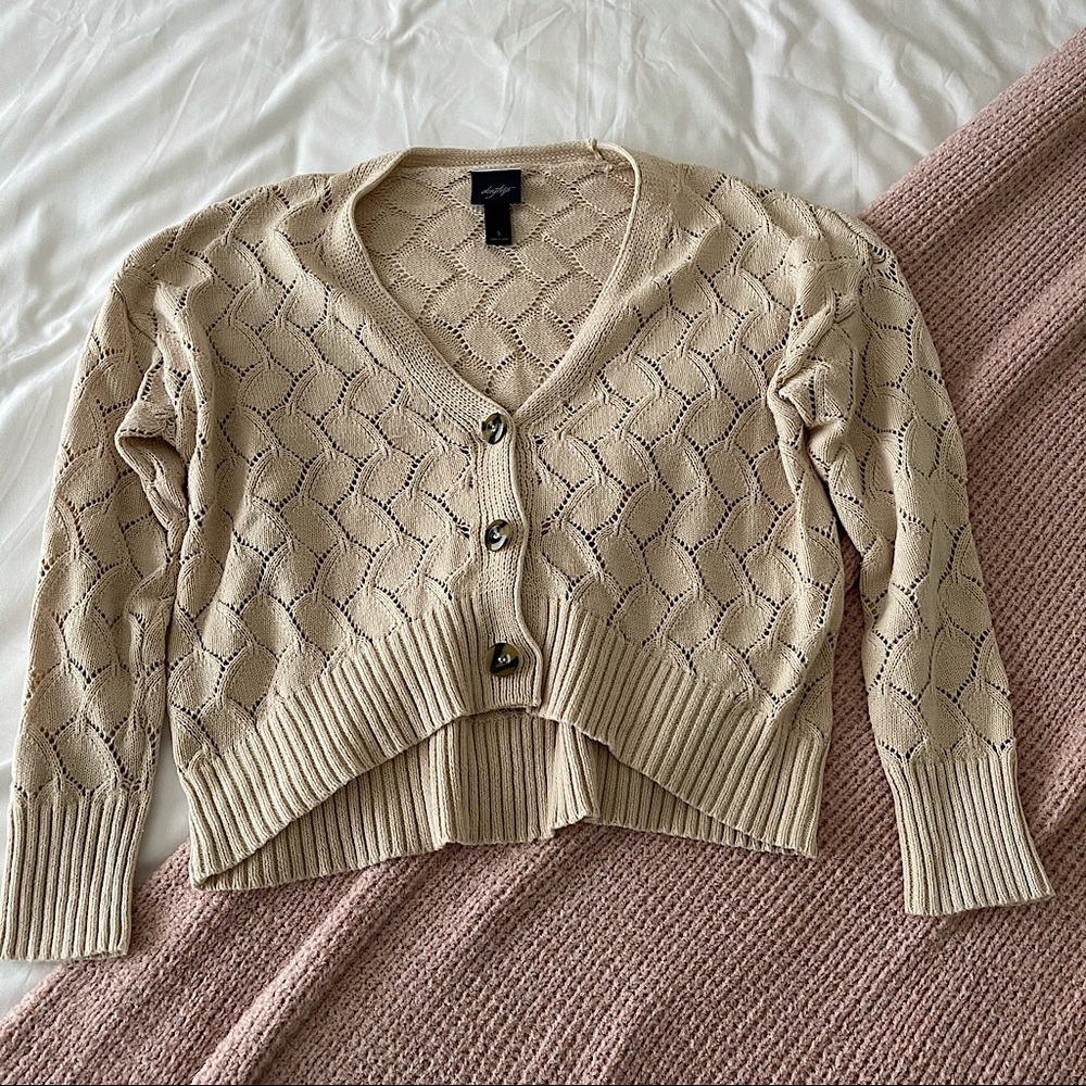 Daytrip Crocheted Cream Cardigan Small
